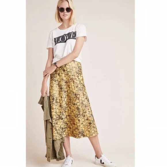 Current Air Harmony Metallic Snake Print Midi Slip Skirt - Picture 2 of 8